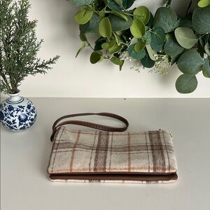 Plaid Clutch with Brown Accents